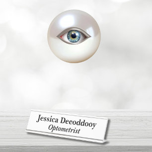 Optometrist White Desk Name Plate