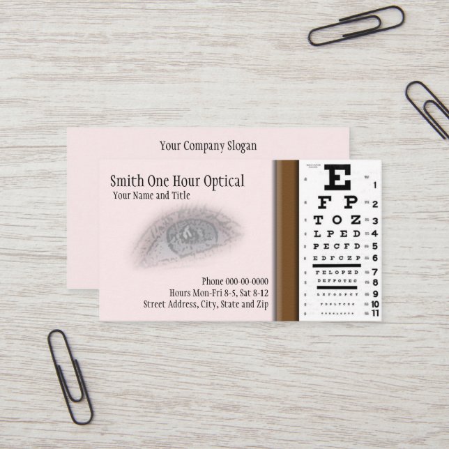 Optometrists Business Card (Front/Back In Situ)