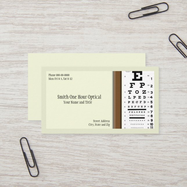 Optometrists Business Card (Front/Back In Situ)