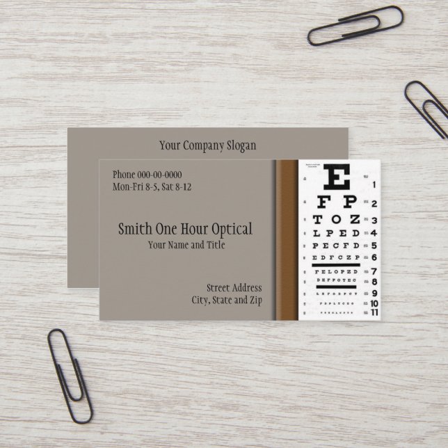 Optometrists Business Card (Front/Back In Situ)