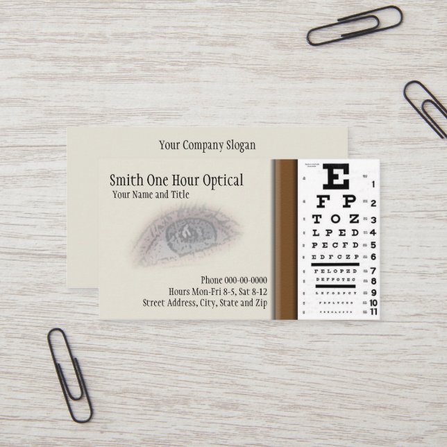 Optometrists Business Card (Front/Back In Situ)