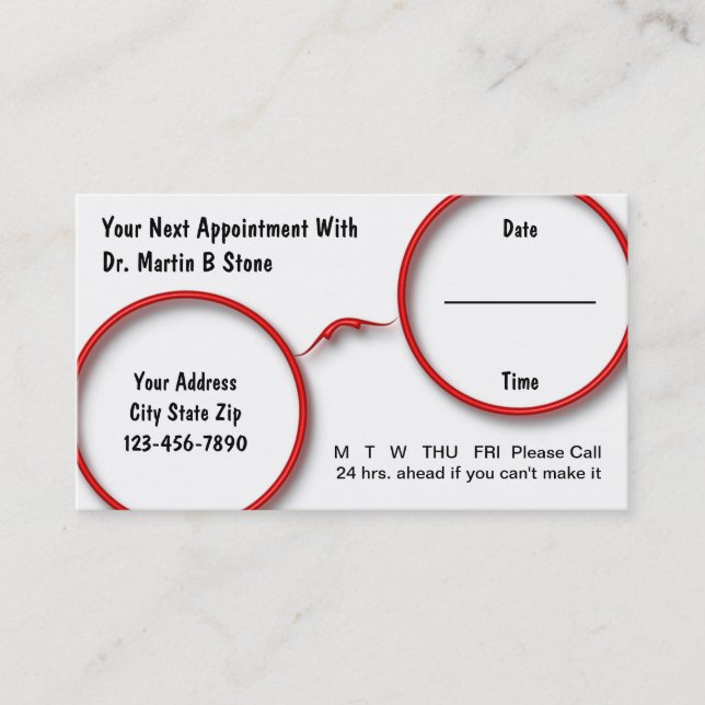 Optometry Appointment Cards (Front)