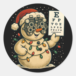Optometry Christmas Ophthalmologist Funny Optician Classic Round Sticker