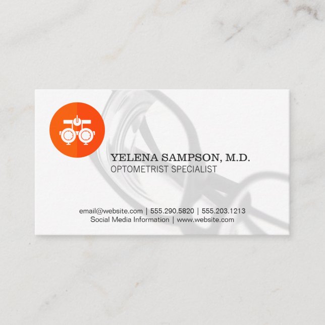 Optometry Equipment Logo | Prescription Glasses Business Card (Front)