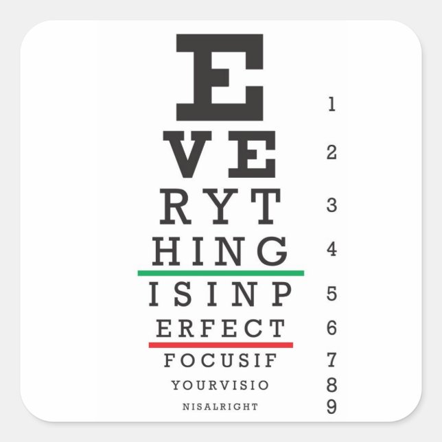 Optometry Eye Chart Illustration Square Sticker (Front)