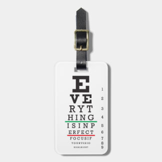 Optometry Eye Chart Luggage Tag
