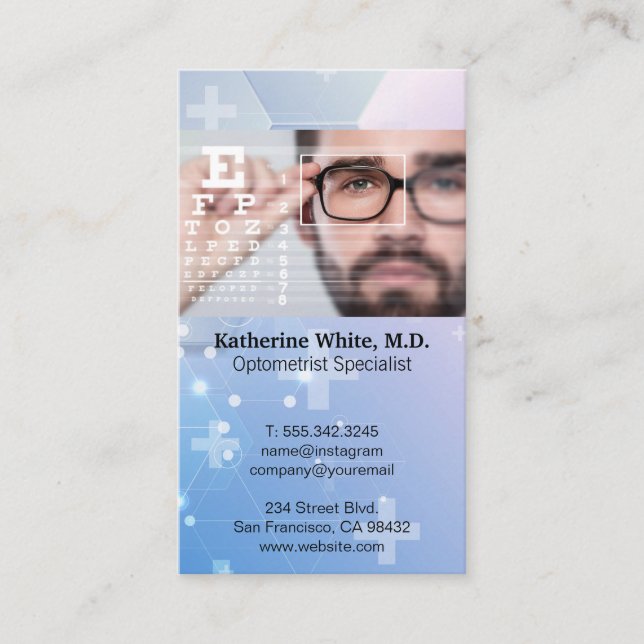 Optometry | Eye Chart Visual Business Card (Front)