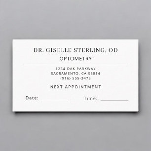 Optometry Eye Doctor Office Appointment Card