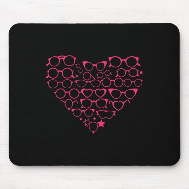 Optometry Eyegles Heart Valentines Day Mouse Mat (Front)