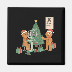 Optometry Gingerbread Christmas Optician Sight Squ Magnet