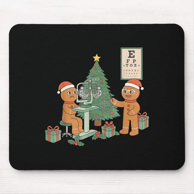 Optometry Gingerbread Christmas Optician Sight Squ Mouse Mat (Front)