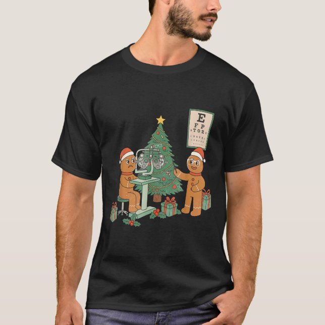 Optometry Gingerbread Christmas Optician Sight Squ T-Shirt (Front)