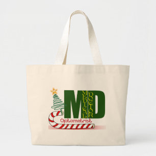 OPTOMETRY MERRY CHRISTMAS EYE DOCTOR LARGE TOTE BAG
