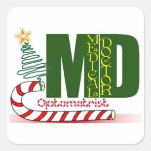 OPTOMETRY MERRY CHRISTMAS EYE DOCTOR SQUARE STICKER