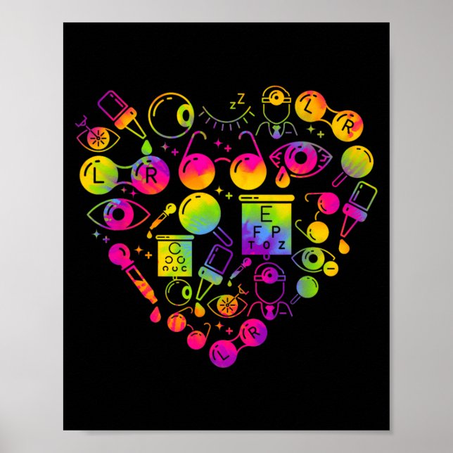 Optometry Ophthalmic Technician Symbols Heart Poster (Front)