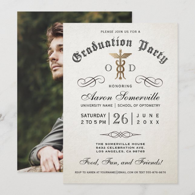 Optometry School Graduation Invitations (Front/Back)