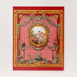 opulent 18th century baroque print happy family jigsaw puzzle
