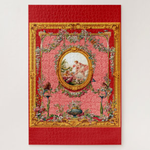 opulent 18th century baroque print happy family jigsaw puzzle