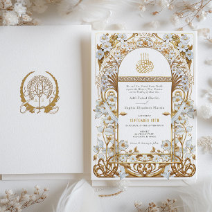 Opulent Art Nouveau-Inspired Islamic Wedding Invitation