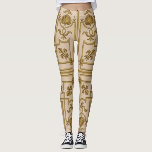 opulent baroque gold print leggings (Front)
