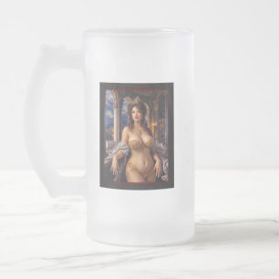 Opulent Beauty Regal Elegance Portrait by Xzendor7 Frosted Glass Beer Mug