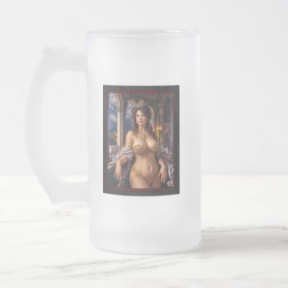 Opulent Beauty Regal Elegance Portrait by Xzendor7 Frosted Glass Beer Mug