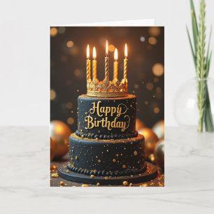 Opulent Black Gold Birthday Card