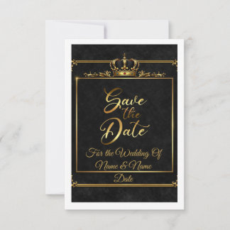 Opulent Black & Gold Confetti Save The Date