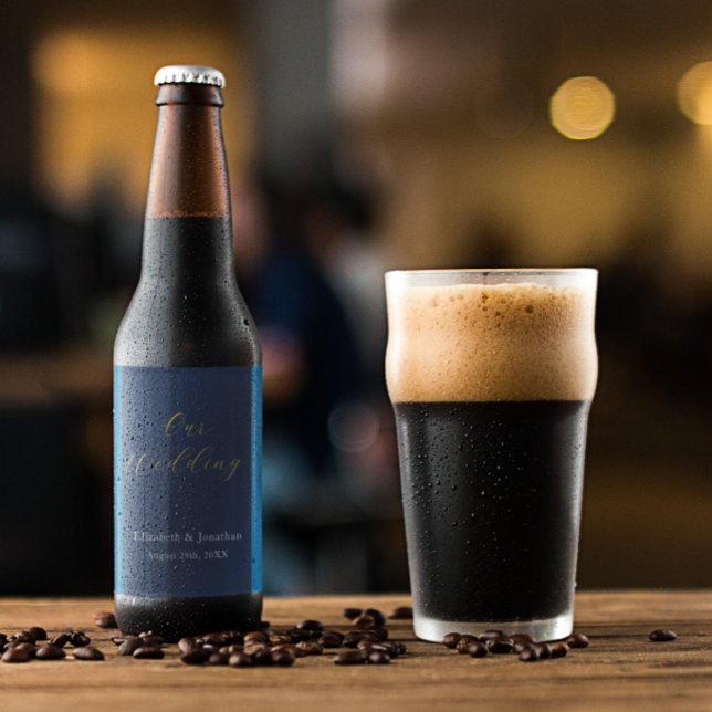 Opulent Blue Wedding Beer Bottle Label (Creator Uploaded)