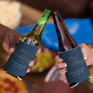 Opulent Blue Wedding Can Cooler