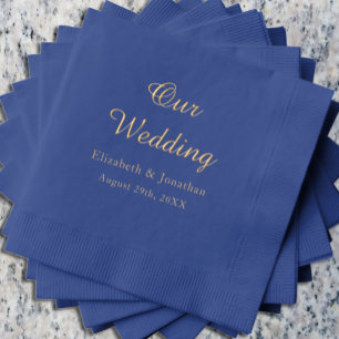 Opulent Blue Wedding Foil Napkins