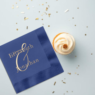 Opulent Blue Wedding Foil Napkins
