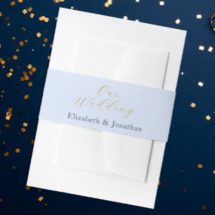 Opulent Blue Wedding Invitation Belly Band