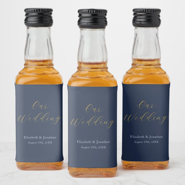 Opulent Blue Wedding Liquor Bottle Label (Bottles)
