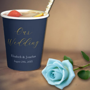 Opulent Blue Wedding Paper Cups