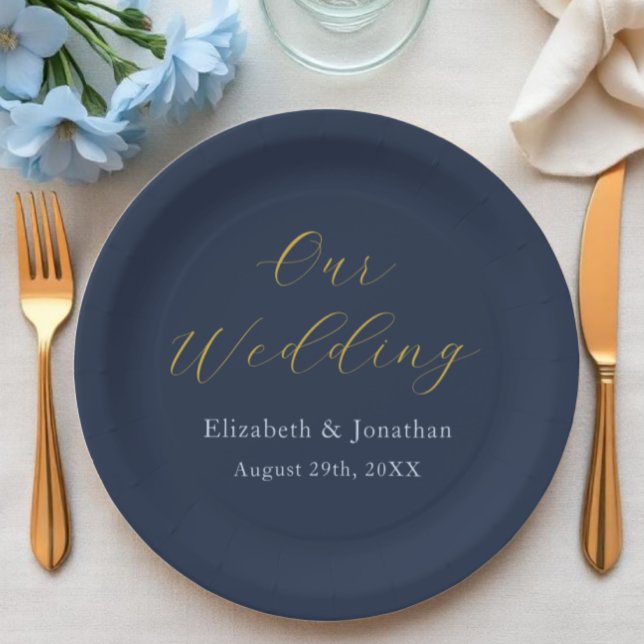 Opulent Blue Wedding Paper Plate (Creator Uploaded)