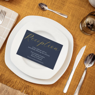 Opulent Blue Wedding Reception Enclosure Card