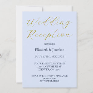 Opulent Blue Wedding Reception Invitation