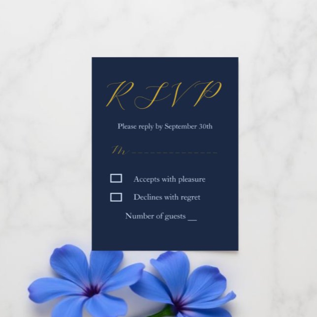 Opulent Blue Wedding RSVP Card (Creator Uploaded)