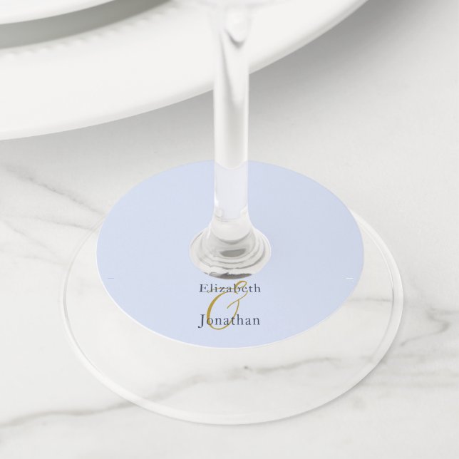 Opulent Blue Wedding Wine Glass Tag (Close Up)