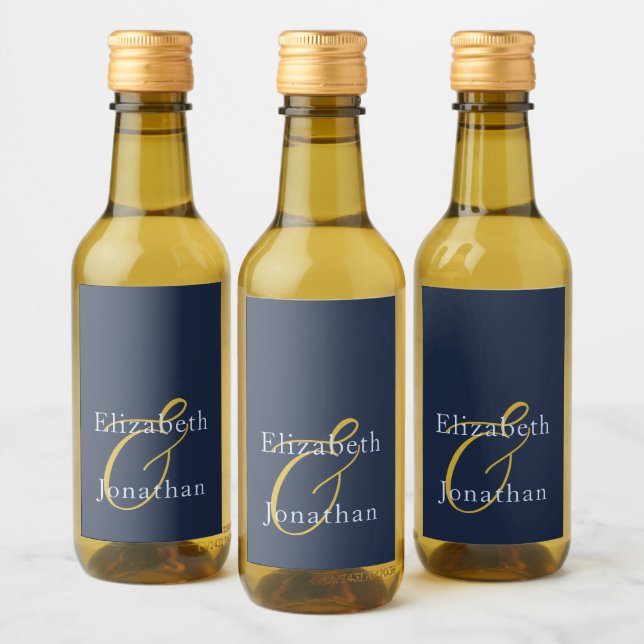 Opulent Blue Wedding Wine Label (Bottles)