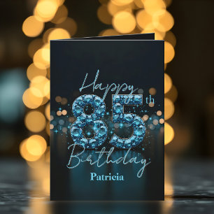 Opulent Chic Sapphire Blue and Black 85th Birthday Card