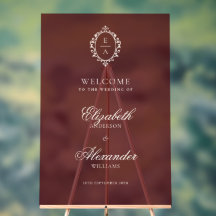 Opulent Crest Burgundy Old Money Wedding Welcome