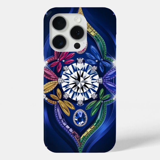 Opulent Elegance: Diamond & Gemstone Engraved  Case-Mate iPhone Case (Back)