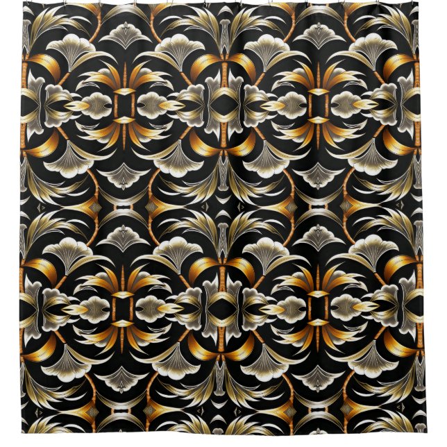 Opulent Floral Deco Shower Curtain (Front)