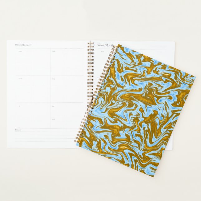 Opulent Fusion: Teal and Gold Marble Print, Planner (Display)