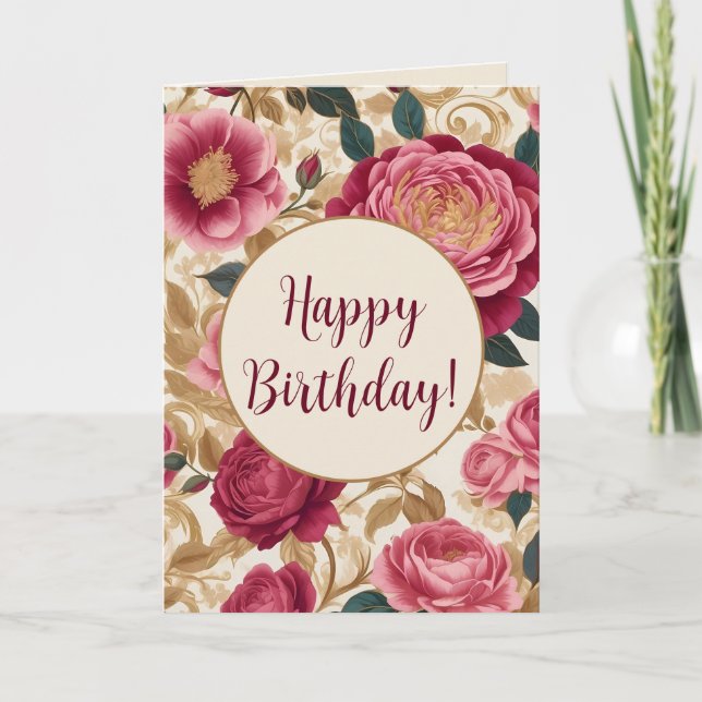 Opulent Garden Roses Card (Front)