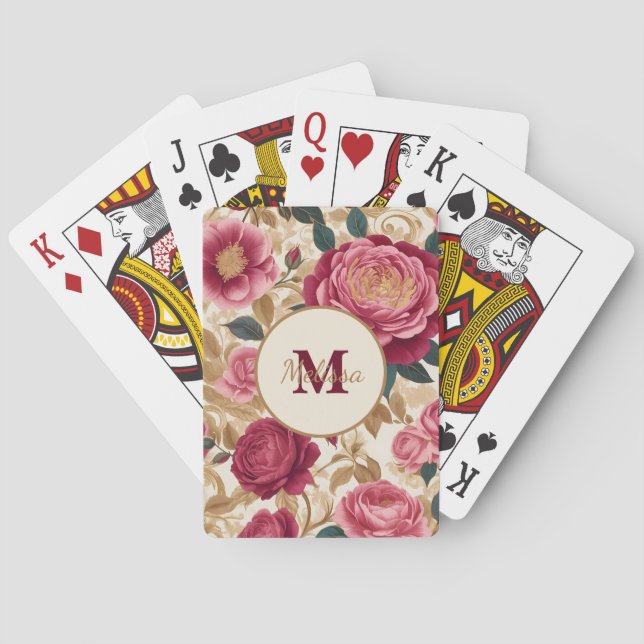 Opulent Garden Roses Playing Cards (Back)