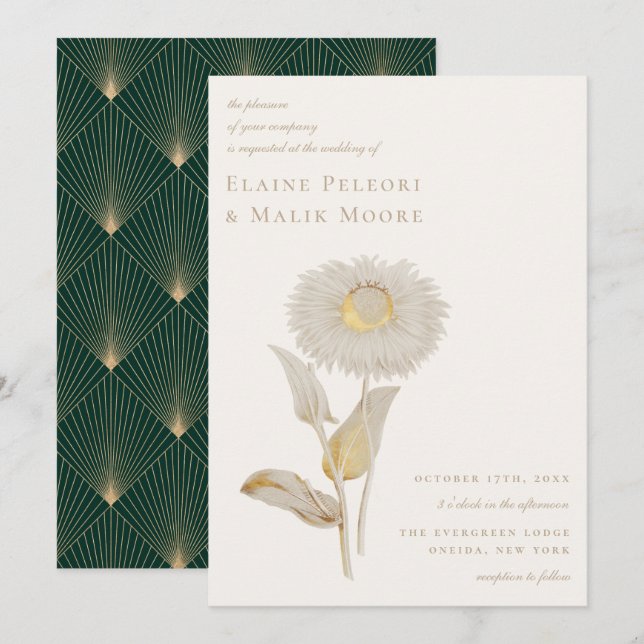 Opulent Gilded Floral Wedding Invitation (Front/Back)
