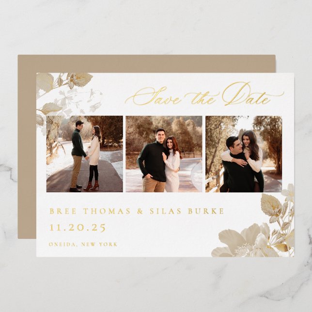 Opulent Gilded Garden Photo Save The Date (Front/Back)